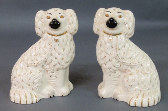 Appraisal: Two Staffordshire standing spaniels marked Made in England h