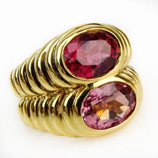 Appraisal: Bulgari Approx Carat Oval Cut Pink Tourmaline and Karat Yellow