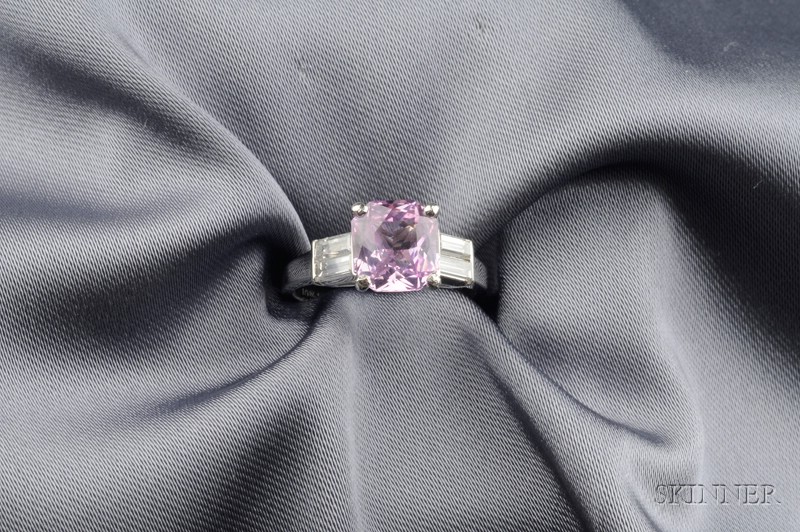 Appraisal: Platinum Pink Sapphire and Diamond Ring set with a fancy