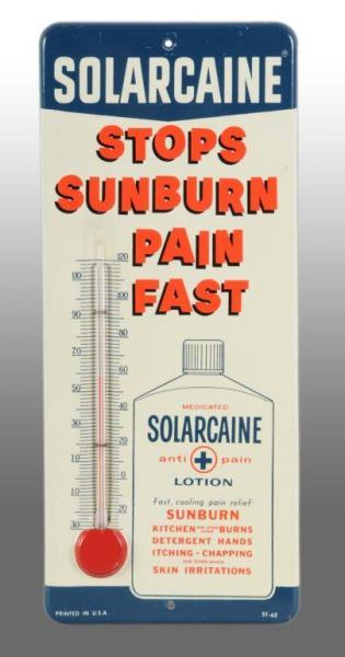 Appraisal: Tin Solarcaine Thermometer Description Elusive thermometer depicting sunburn lotion with