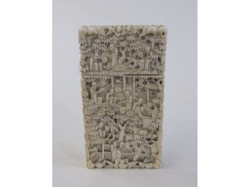 Appraisal: Carved ivory card case