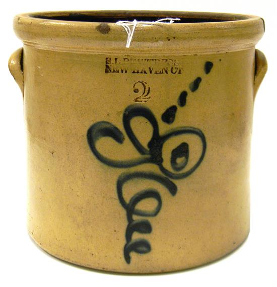 Appraisal: Stoneware crock by S L Pewtress New Haven CT two