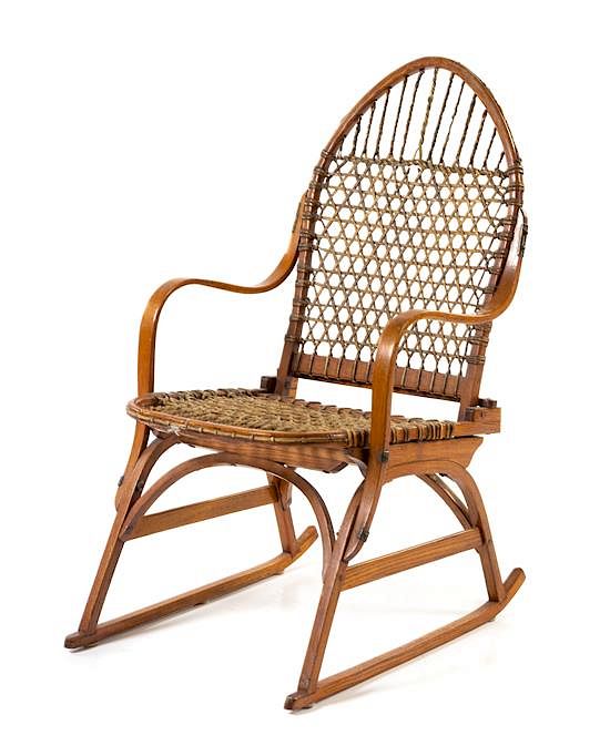 Appraisal: A Tubbs Bent Ash Snowshoes Rocking Chair Height inches A