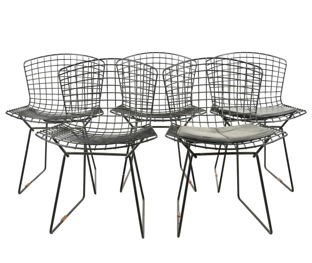 Appraisal: HARRY BERTOIA SET OF FIVE CHAIRStwo with leather seat pads