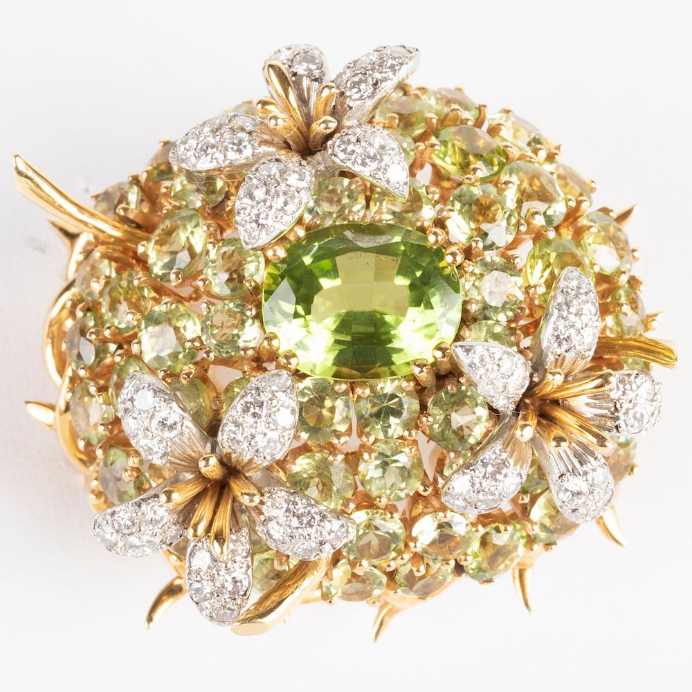 Appraisal: Schlumberger for Tiffany Co k Gold Diamond and Peridot Floral