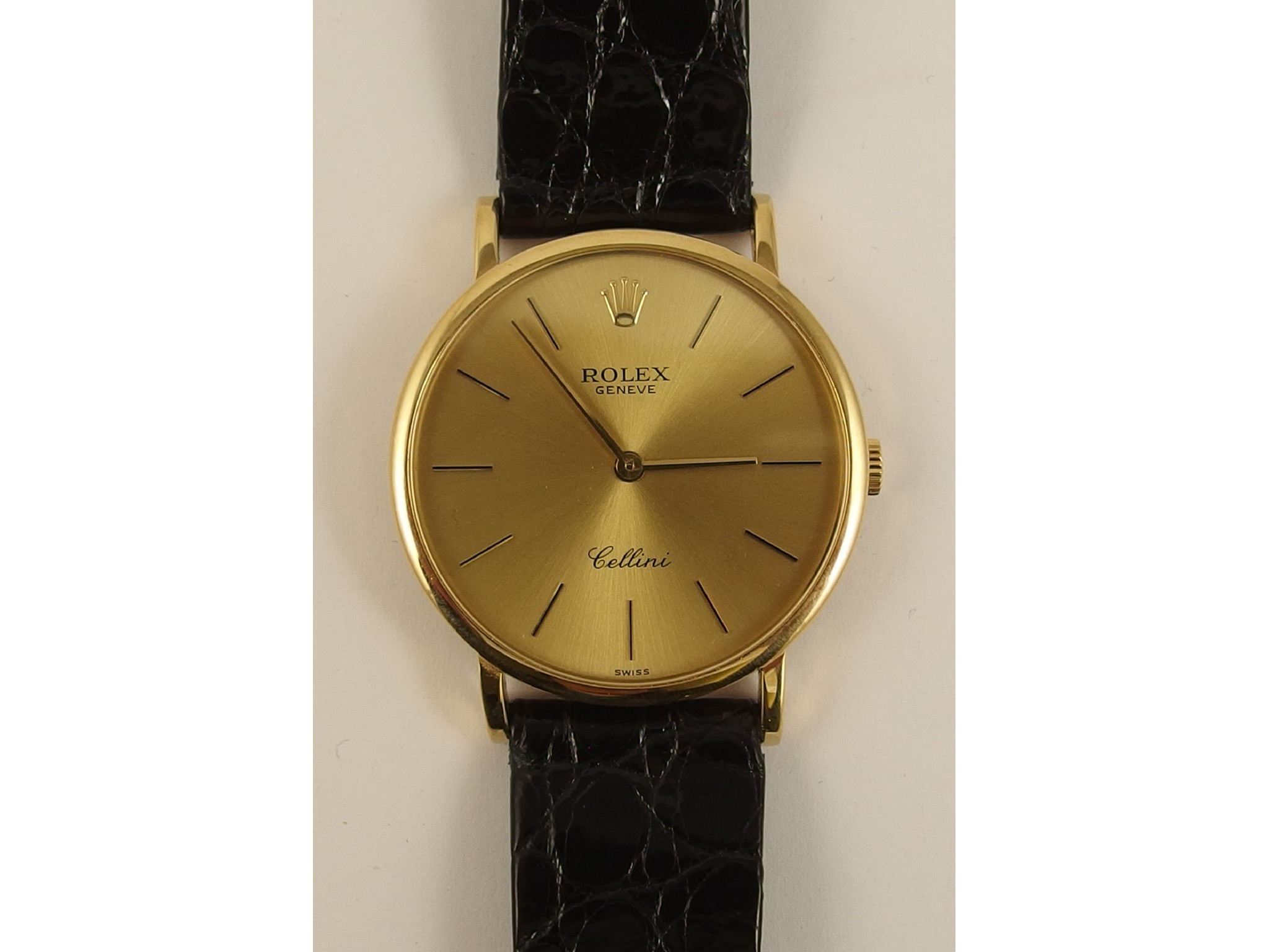 Appraisal: An ct cased Rolex Celliniwith gold coloured dial batons and