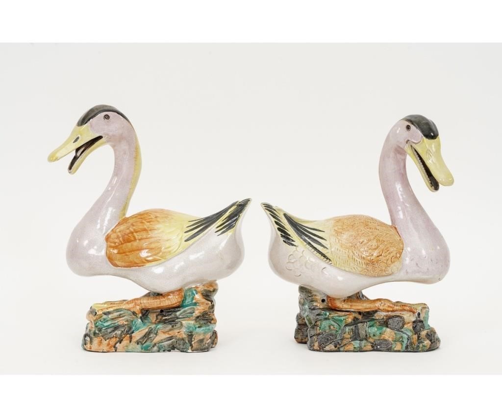 Appraisal: Pair of colorful Chinese porcelain ducks probably th c Each