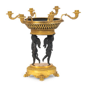 Appraisal: A Louis XVI Style Parcel-Gilt and Patinated Bronze Centerpiece TH