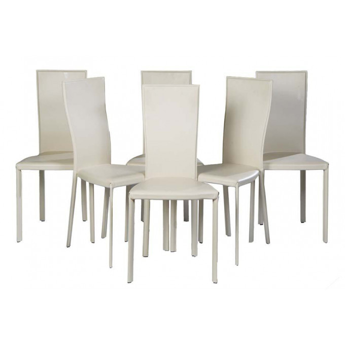 Appraisal: Set of Six Cattelan Italia White Leather Wrapped Iron Dining