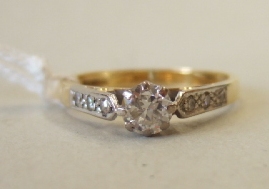 Appraisal: An ct gold and diamond ring claw set with the