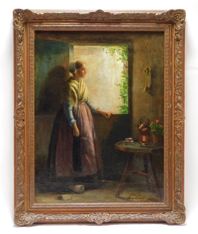 Appraisal: AMY CROSS IMPRESSIONIST WOMAN AT WINDOW PAINTING New York Wisconsin