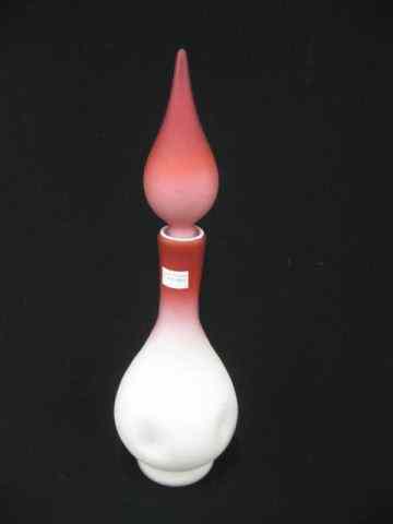 Appraisal: Cranberry to White Art Glass Decanter satin cased '' pinch