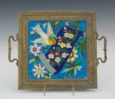 Appraisal: A Longwy Faience Double Handled Tray The pretty Longwy faience