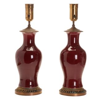 Appraisal: Pair large Chinese oxblood porcelain vases Pair large Chinese oxblood