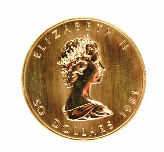 Appraisal: Canadian Gold Maple Leaf coin obverse with portrait of Queen