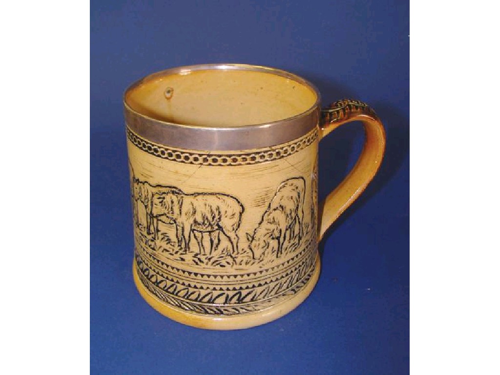 Appraisal: FLORENCE BARLOW A ROYAL DOULTON LAMBETH MUG with incised decoration