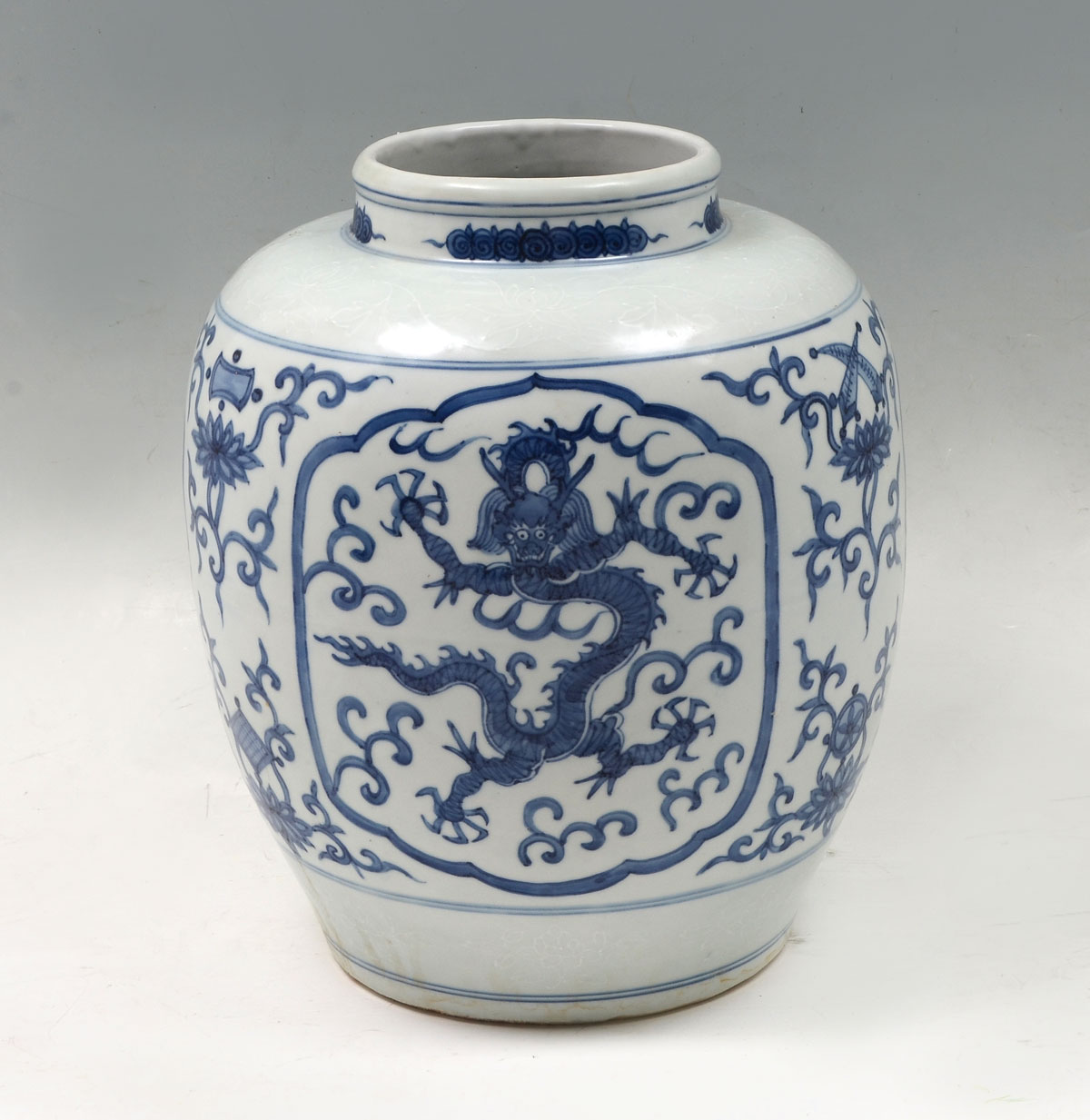 Appraisal: LARGE CHINESE BLUE WHITE DRAGON VASE Large Chinese Vase having