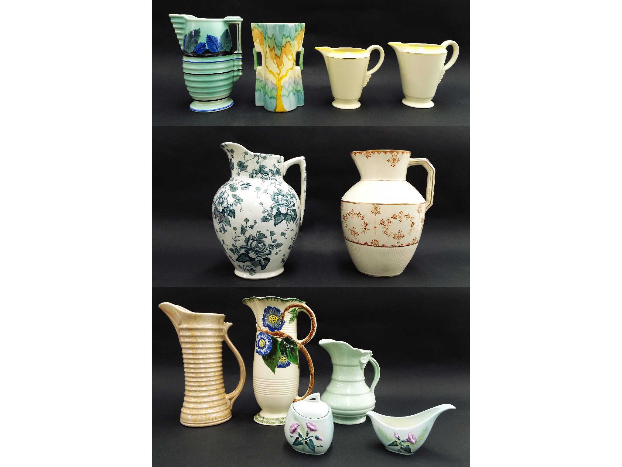 Appraisal: Collection of eleven various decorative pottery jugs and vessels to