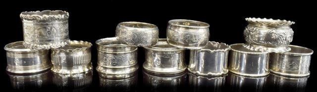 Appraisal: lot of Sterling silver napkin rings most English with Birmingham