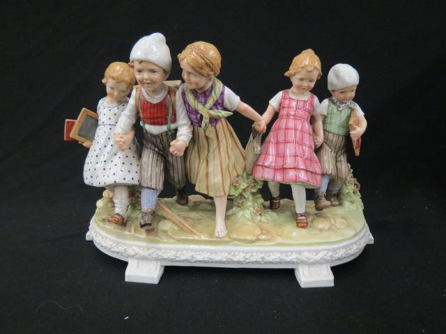 Appraisal: Fine Porcelain Figurine of School Children five walking to school