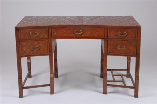 Appraisal: CONTEMPORARY FAUX-BAMBOO DESK late th century With concave writing surface