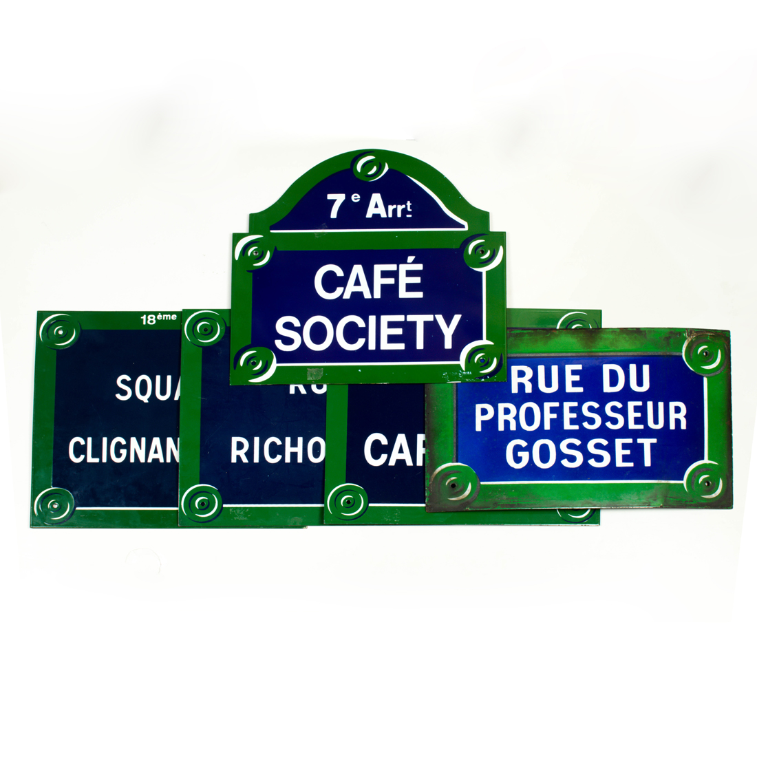 Appraisal: LOT OF FRENCH ENAMELED METAL STREET SIGNS lot of French