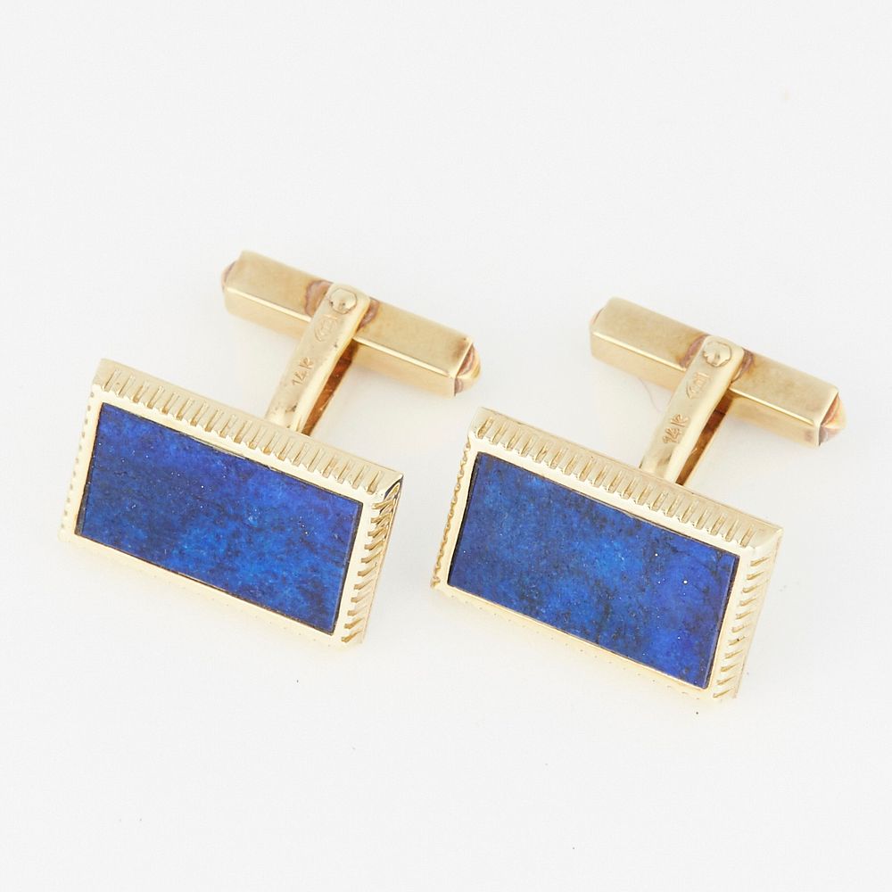 Appraisal: Pair of Cobalt Blue Enamel K Gold Cufflinks Pair of