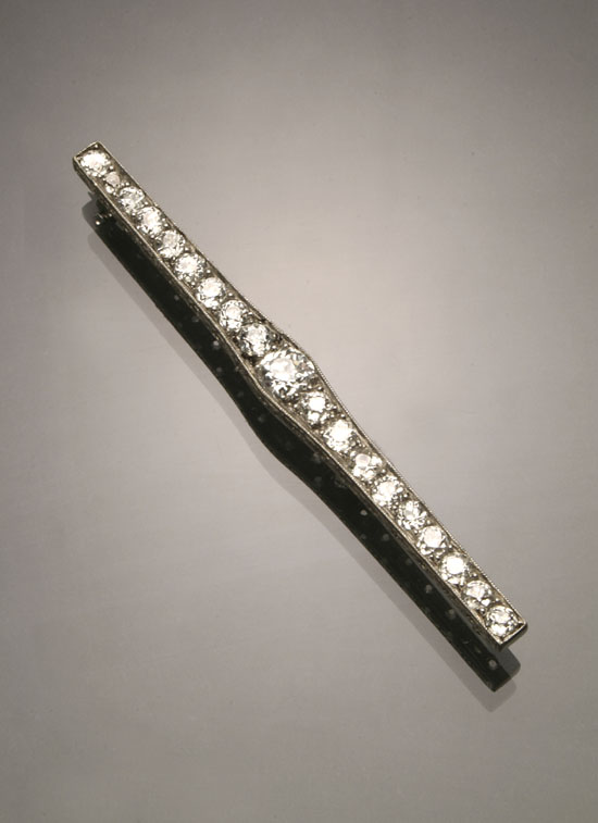 Appraisal: Art Deco Platinum and Diamond Bar Pin Circa - Set