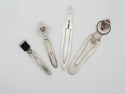 Appraisal: Four bookmarks a 'Jersey' souvenir example with enamel Birmingham a