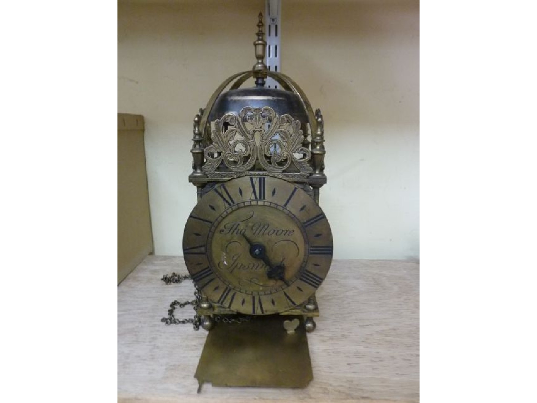 Appraisal: An old English style lantern clock of usual design striking