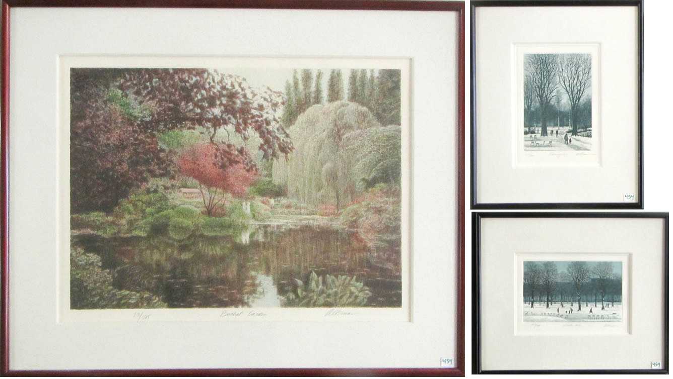 Appraisal: HAROLD ALTMAN THREE LITHOGRAPHS Pennsylvania France - Park landscapes Buchat