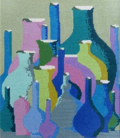 Appraisal: CONSTANCE VERA SILVESTER 'CONNIE' B An arrangement of bottles woolwork