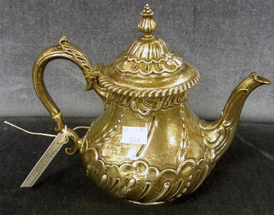 Appraisal: A VICTORIAN PEAR-SHAPED SILVER TEAPOT with curved spout by Barnard