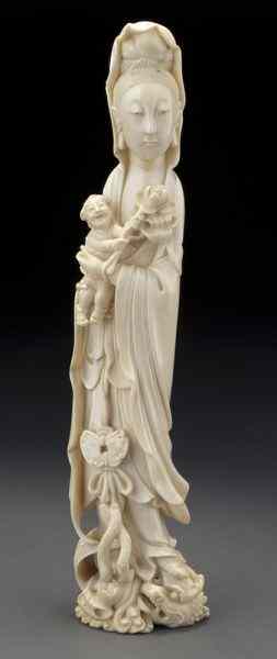 Appraisal: Chinese carved ivory Guanyin International shipping IS NOT available on