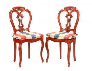 Appraisal: Pair Lacquered Rococo Revival Style Side Chairs Continental mid th