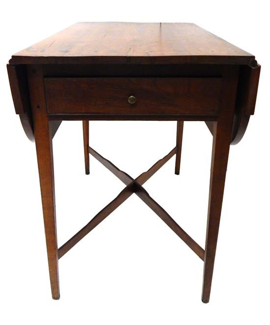 Appraisal: th C drop leaf table mahogany cut corners single pull