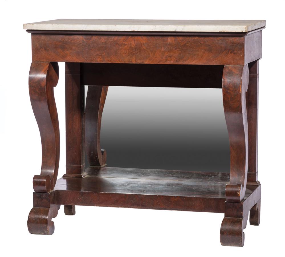 Appraisal: American Late Classical Mahogany Pier Table early-to-mid th c marble