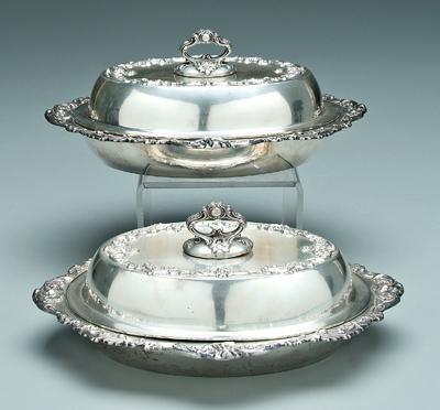 Appraisal: Pair sterling entr e servers oval with scroll and floral