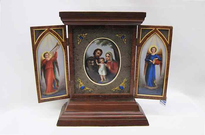 Appraisal: CHRISTIAN ICON centered with oval depiction of the Holy Family