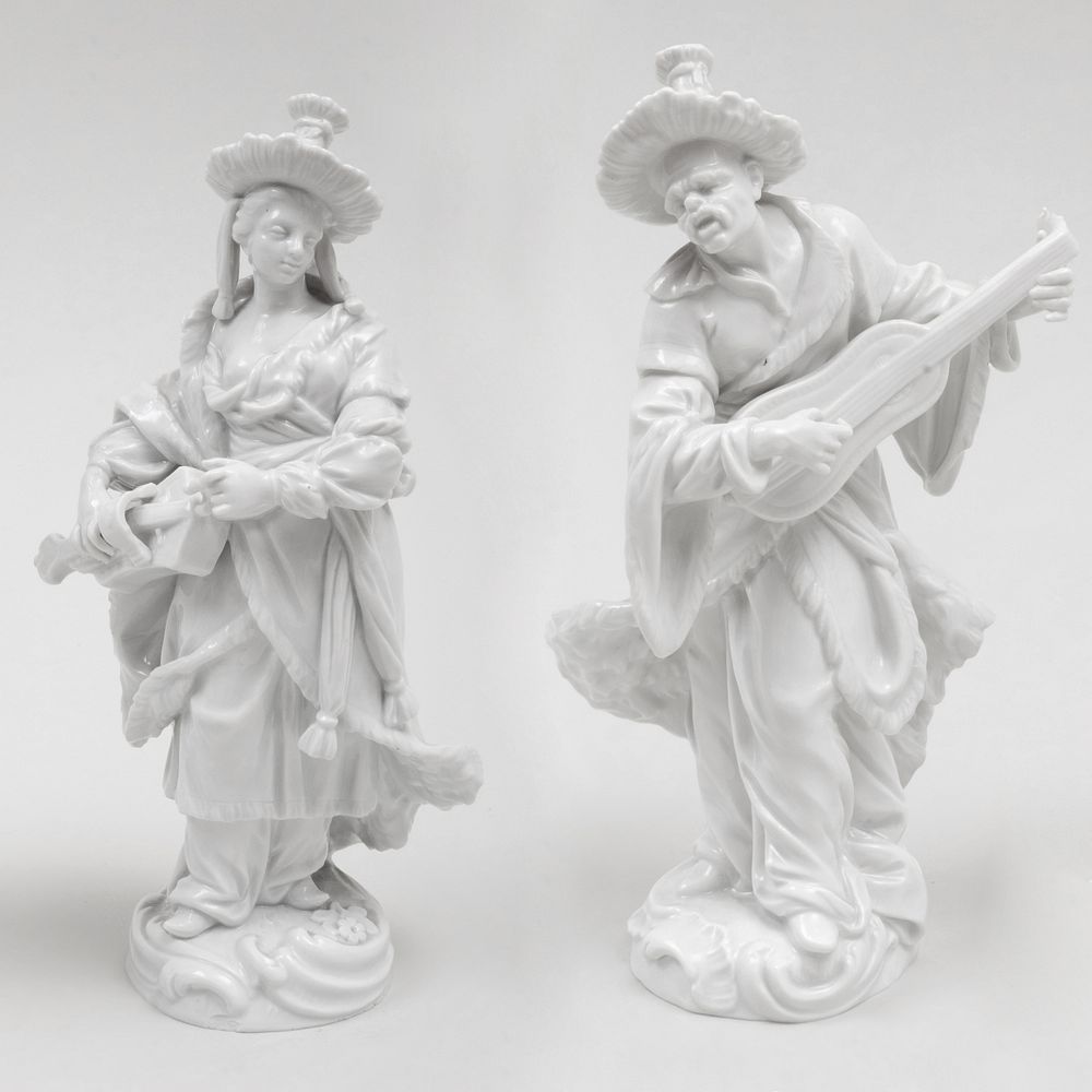 Appraisal: Two Meissen Porcelain Companion Figures of Malabar Musicians Each with