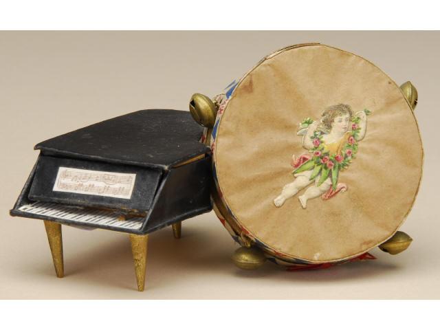 Appraisal: Lot Two Candy Boxes Germany ca includes Dresden tambourine with