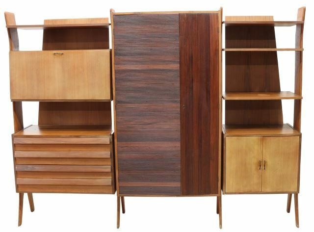 Appraisal: Italian mid-century modern three-unit bookcase c s one unit with