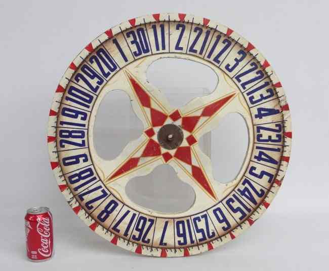 Appraisal: C ' s wooden carnival game wheel in original polychrome