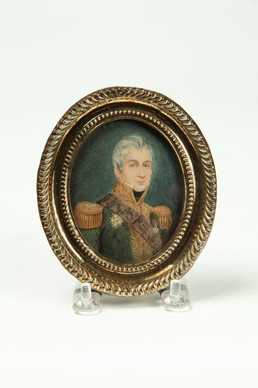 Appraisal: MINIATURE ON PAPER OF MILITARY OFFICER American or European ca