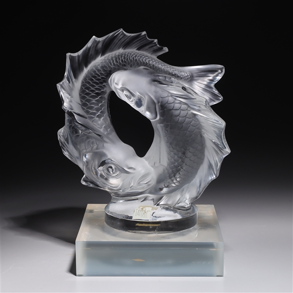 Appraisal: Lalique Pisces double fish glass sculpture with Lalique Paris label