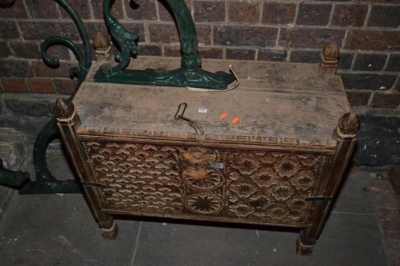 Appraisal: AN ANTIQUE AFGHAN CEDAR DOWRY CHEST WITH MALE FEMALE WOOD