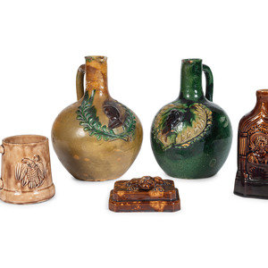 Appraisal: Three Rockingham Glaze Articles th Century comprising a Queen Victoria