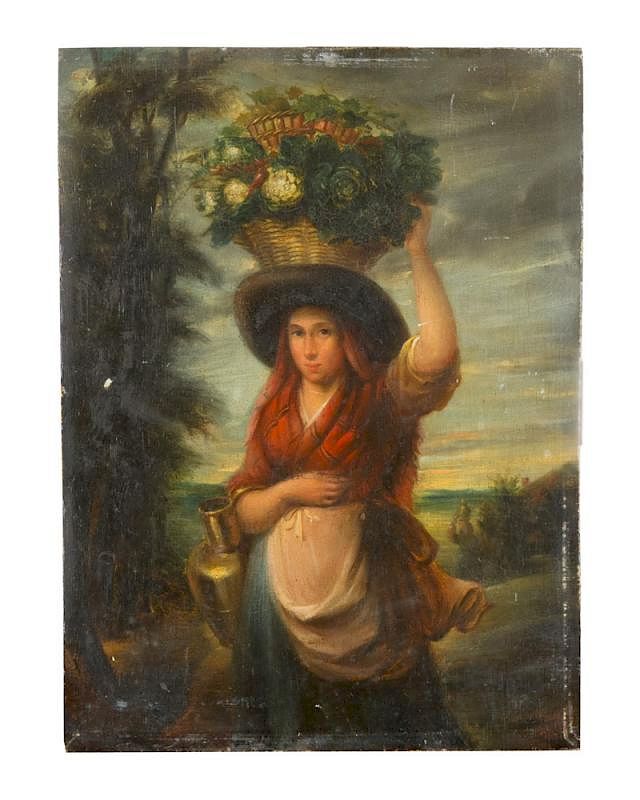 Appraisal: Dutch School around Dutch School around Girl with vegetable basket