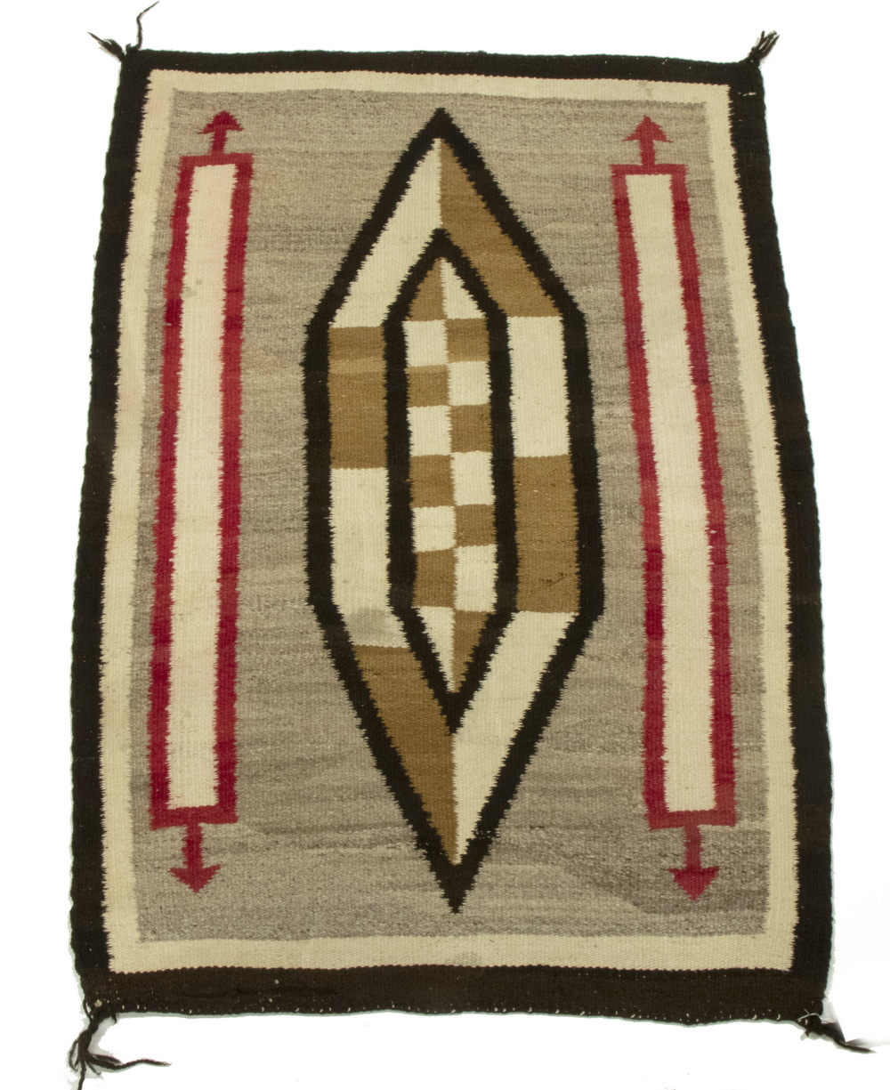 Appraisal: SMALL NAVAJO RUG Soft weave with graphics of open eye