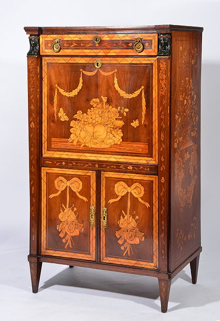 Appraisal: A TH CENTURY FRENCH INLAID MAHOGANY SECRETAIRE ABATTANT the square